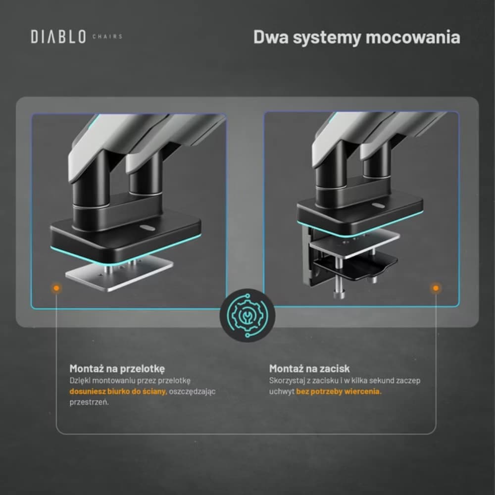 Βάση διπλής οθόνης Diablo RGB X-Arm 35" σε γκρι και μαύρο χρώμα 8