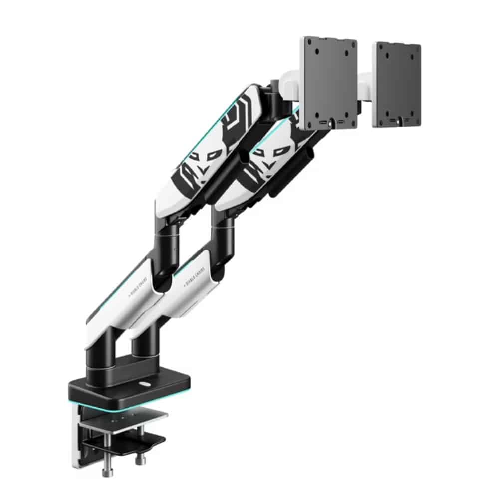 Βάση διπλής οθόνης Diablo RGB X-Arm 35" σε λευκό και μαύρο χρώμα