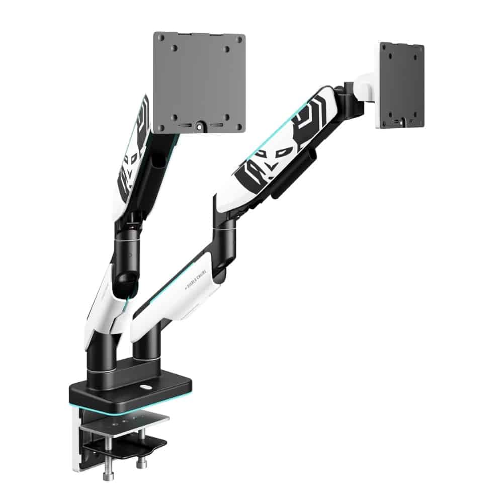 Βάση διπλής οθόνης Diablo RGB X-Arm 35" σε λευκό και μαύρο χρώμα 3