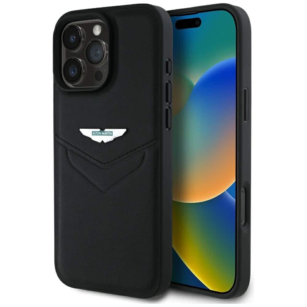 Aston Martin HC Leather Victory Design - θήκη για Apple iPhone 16 Pro - Μαύρο