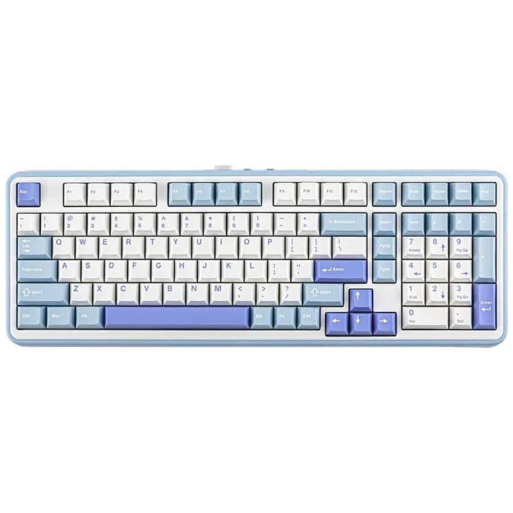Μηχανικό πληκτρολόγιο Epomaker TH99 Creamy Jade Switch λευκό-μπλε