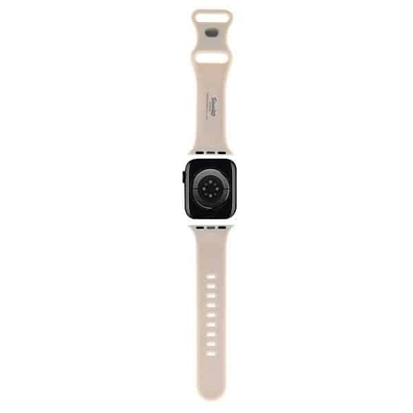 Λουράκι Hello Kitty HKAWMSCHBLE Apple Watch 38/40/41mm με μπεζ λουράκι σιλικόνης και κεφαλή γατούλας 2