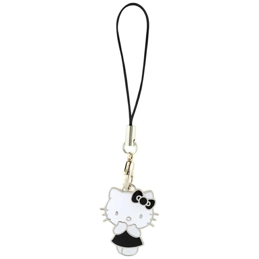 Λουράκι τηλεφώνου Hello Kitty HKCPMKK μαύρο με γούρι για γατούλα χαριτωμένο