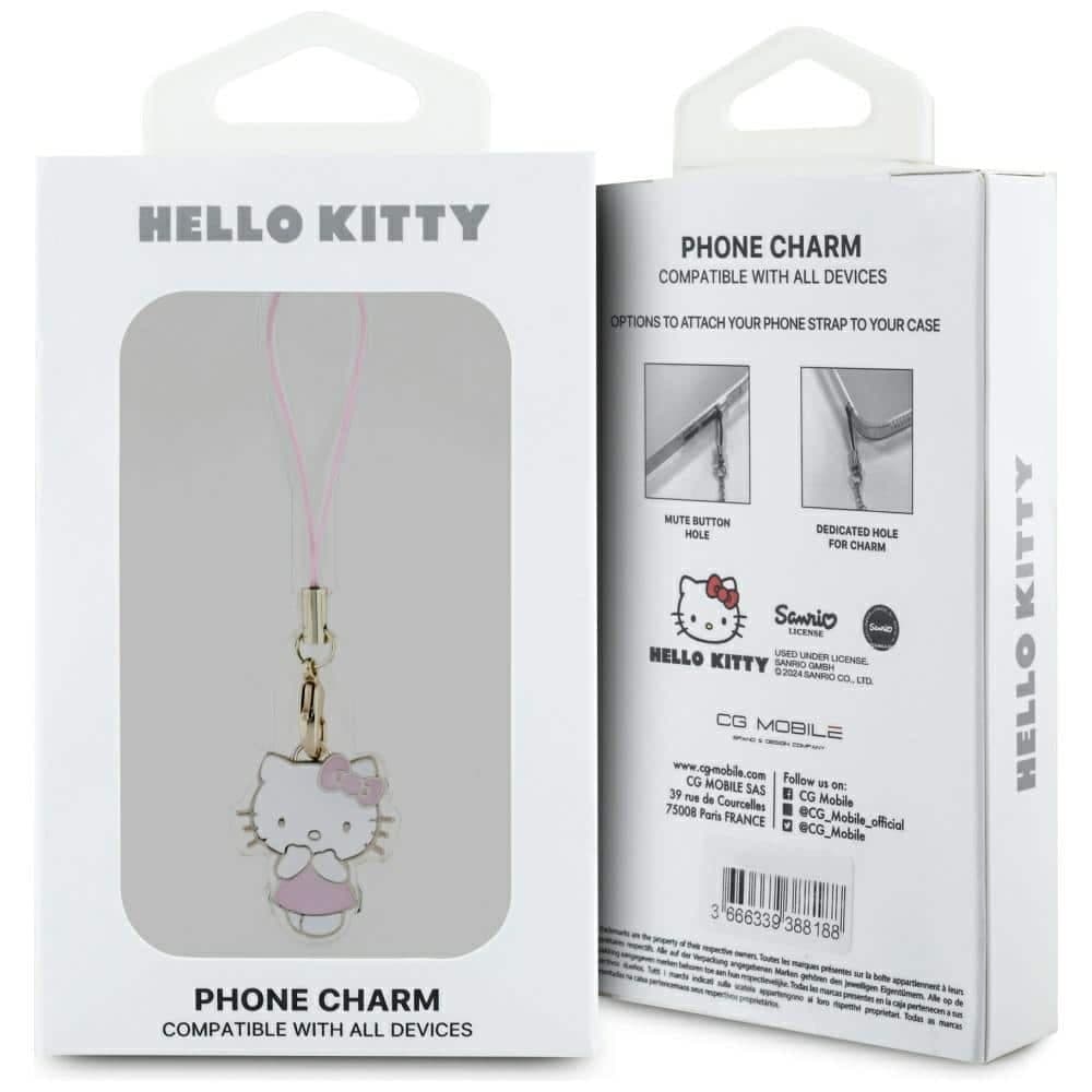 Λουράκι τηλεφώνου Hello Kitty HKCPMKP ροζ με γούρι, χαριτωμένο γατάκι 3
