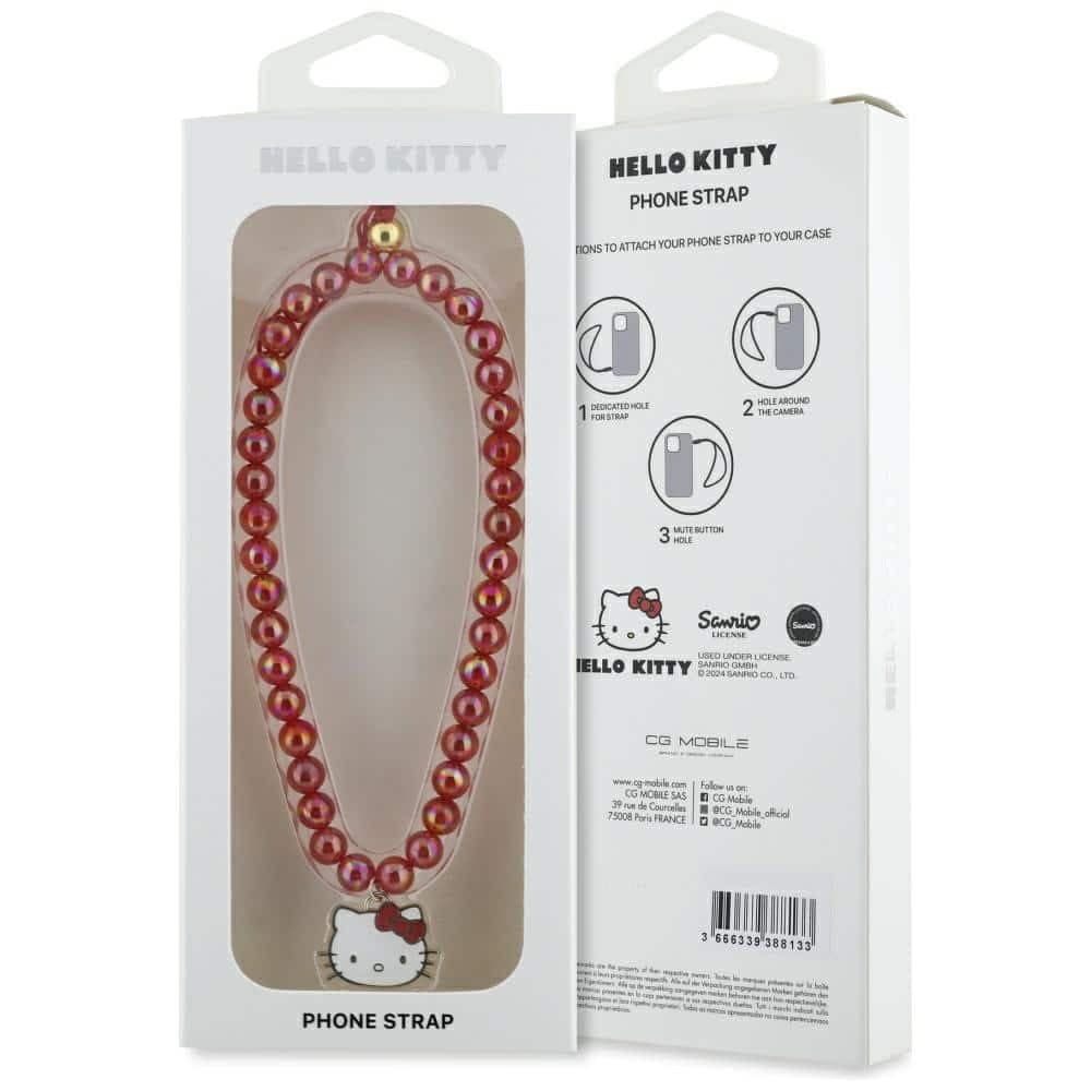 Γούρι για Κινητό με Κεφαλή Γατούλας Hello Kitty Pearls, Κόκκινο 4