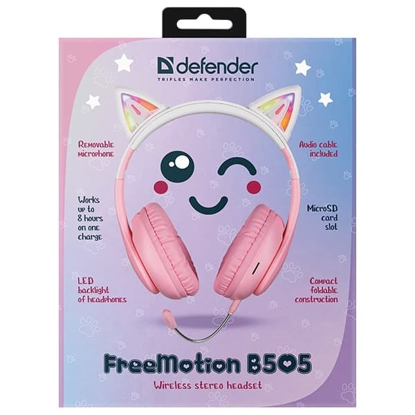 Ακουστικά Bluetooth Defender FreemotionB505 LED Ροζ (63505) 12