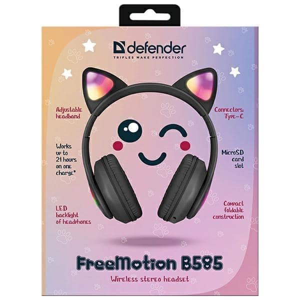 Ακουστικά Bluetooth Defender Freemotion B585 Led Μαύρο/Μαύρο (63586) 10
