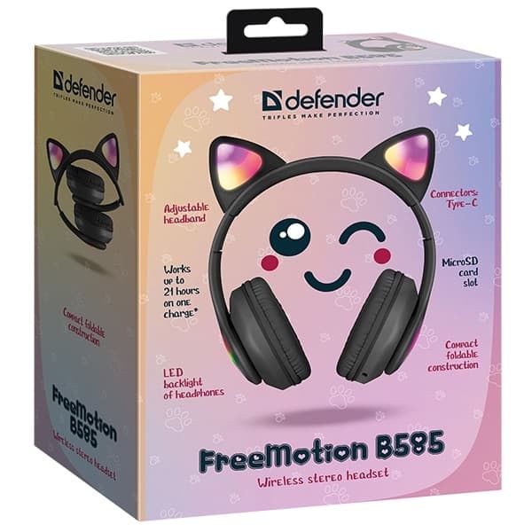 Ακουστικά Bluetooth Defender Freemotion B585 Led Μαύρο/Μαύρο (63586) 9