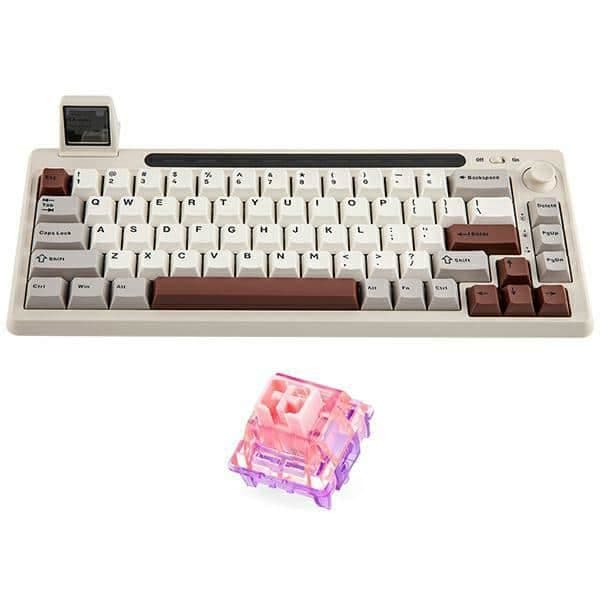 Μηχανικό πληκτρολόγιο Epomaker RT65 Flamingo Switch γκρι-λευκό