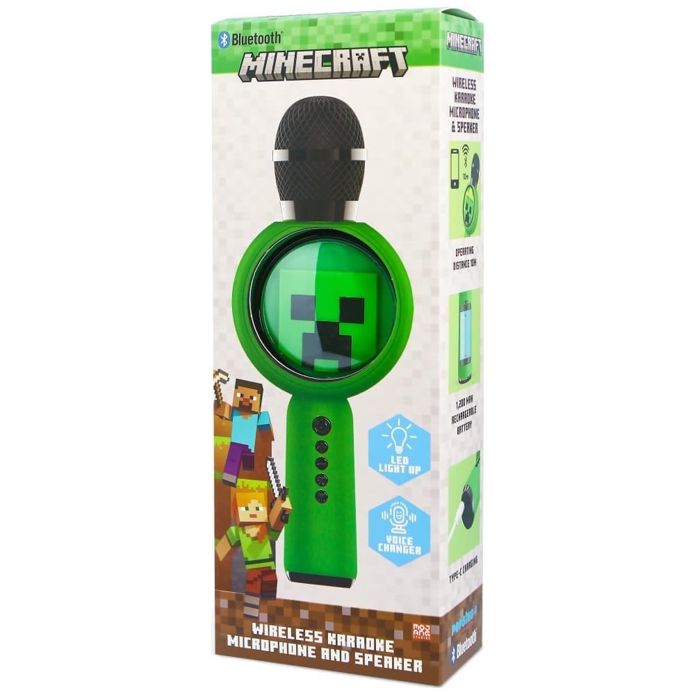 Μικρόφωνο καραόκε LED με ασύρματο ηχείο OTL Minecraft Creeper 11