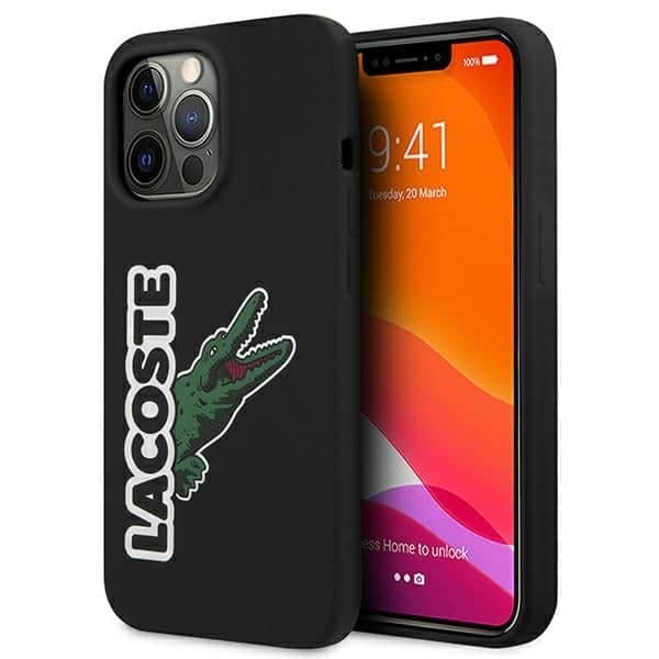 Lacoste LCHC13XSHK iPhone 13 Pro Max 6,7" μαύρη σκληρή θήκη με κεφαλή σιλικόνης σε σχήμα κροκόδειλου