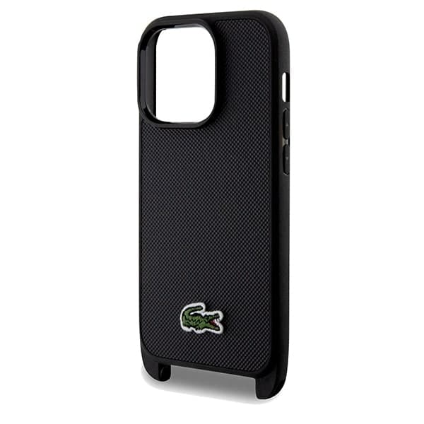 Σκληρή θήκη Lacoste LCHCP15LSPVCK για iPhone 15 Pro 6,1" σε μαύρο χρώμα με εμβληματικό σχεδιασμό χιαστί Petit Pique 5