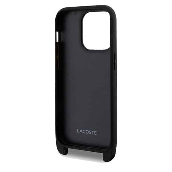 Σκληρή θήκη Lacoste LCHCP15LSPVCK για iPhone 15 Pro 6,1" σε μαύρο χρώμα με εμβληματικό σχεδιασμό χιαστί Petit Pique 6