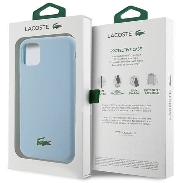 Lacoste LCHMN61SLOLB γαλάζια σκληρή θήκη για iPhone 11 / Xr 6.1" με λογότυπο σιλικόνης Croc και MagSafe 8