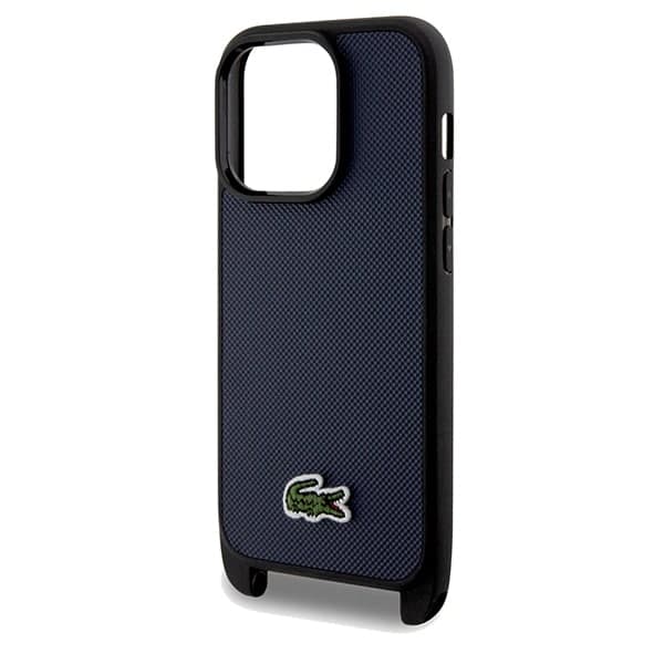 Σκληρή θήκη Lacoste LCHCP15LSPVCV για iPhone 15 Pro 6,1" σε μπλε σκούρο χρώμα, Iconic Petit Pique, χιαστί 5