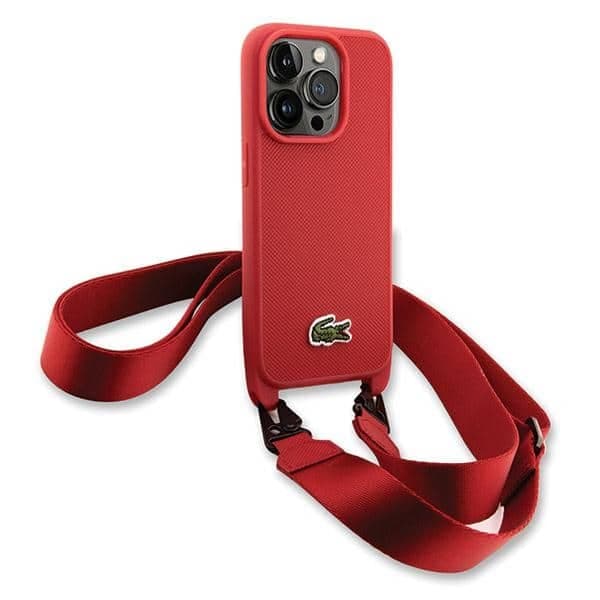 Lacoste LCHCP14LSPVCR Κόκκινη σκληρή θήκη iPhone 14 Pro 6,1" Iconic Petit Pique Crossbody 3