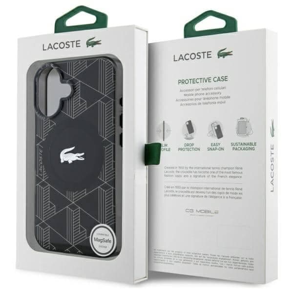 Lacoste IML Blend Monogram MagSafe - θήκη για Apple iPhone 16 Plus - Μαύρο 8