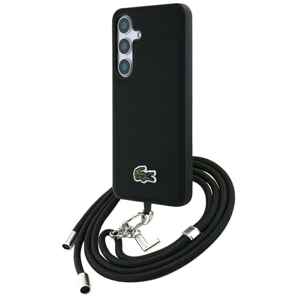 Lacoste Iconic Petit Pique Woven Logo CBDY Strap MagSafe - θήκη για Samsung Galaxy S25 - Μαύρο