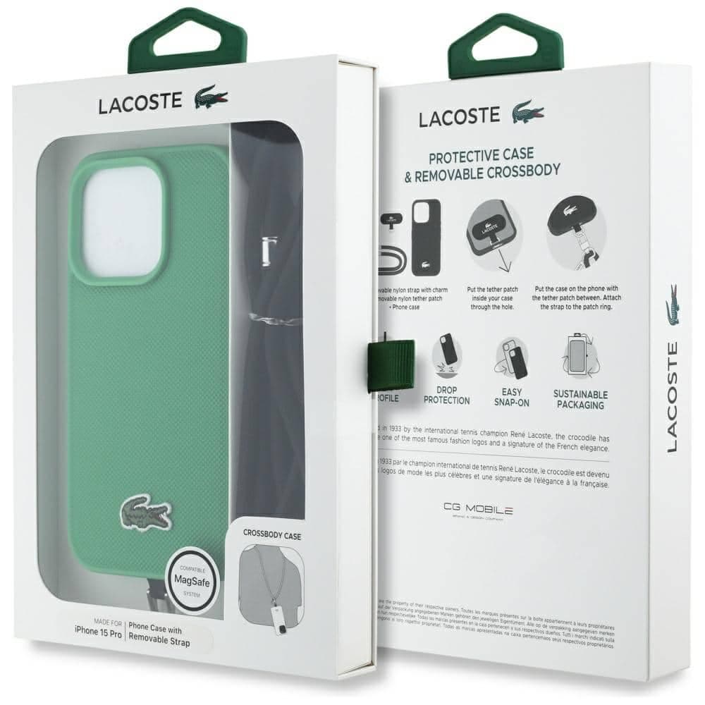 Lacoste Iconic Petit Pique Crossbody Cord MagSafe - θήκη για Apple iPhone 15 Pro - Πράσινο 9