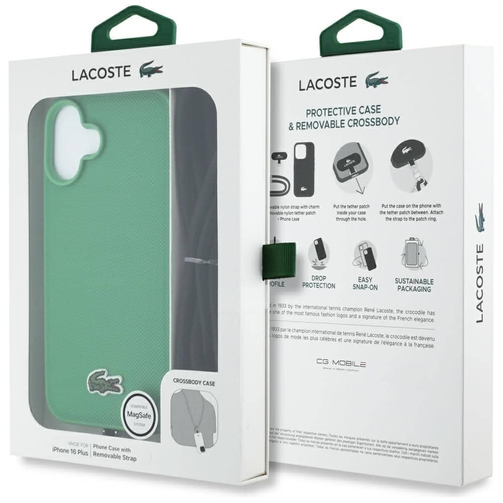 Lacoste Iconic Petit Pique Crossbody Cord MagSafe - θήκη για Apple iPhone 16 Plus - Πράσινο 9