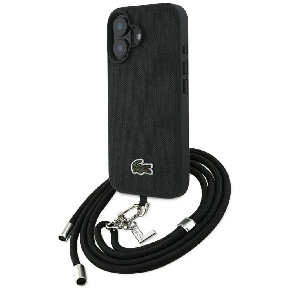 Lacoste Iconic Petit Pique Crossbody Cord MagSafe - θήκη για Apple iPhone 16 Plus - Μαύρο