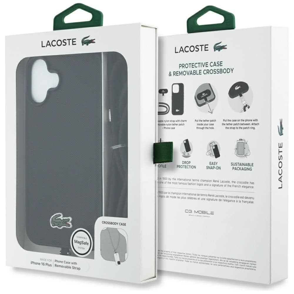 Lacoste Iconic Petit Pique Crossbody Cord MagSafe - θήκη για Apple iPhone 16 Plus - Μαύρο 9