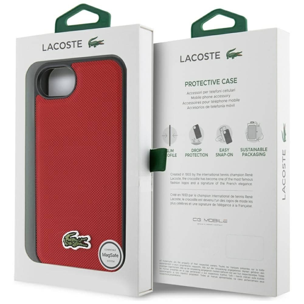 Lacoste Iconic Petit Pique Woven Logo MagSafe - θήκη για Apple iPhone 16e / 17e - Κόκκινο 8