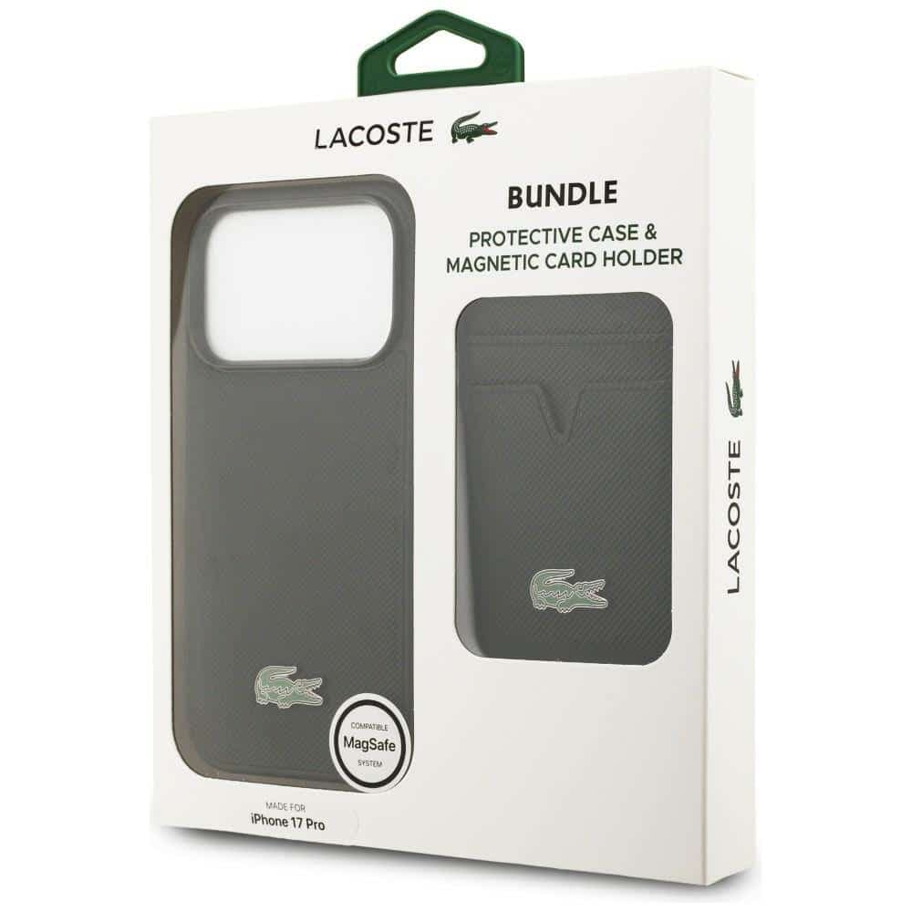 Σετ θήκης + πορτοφολιού Lacoste Petit Pique MagSafe για iPhone 17 Pro μαύρη 11