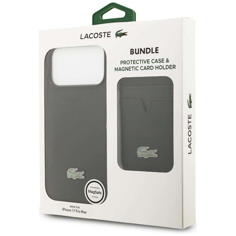 Σετ θήκης + πορτοφολιού Lacoste Petit Pique MagSafe για iPhone 17 Pro Max μαύρη 11