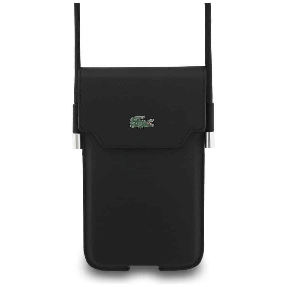 Τσάντα Lacoste Universal Sleeve Crossbody Petit Pique Μεταλλικό Λογότυπο XL μαύρη