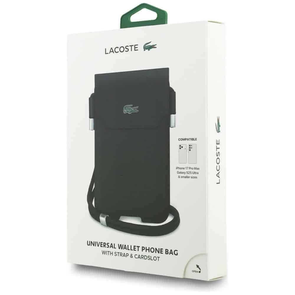 Τσάντα Lacoste Universal Sleeve Crossbody Petit Pique Μεταλλικό Λογότυπο XL μαύρη 4