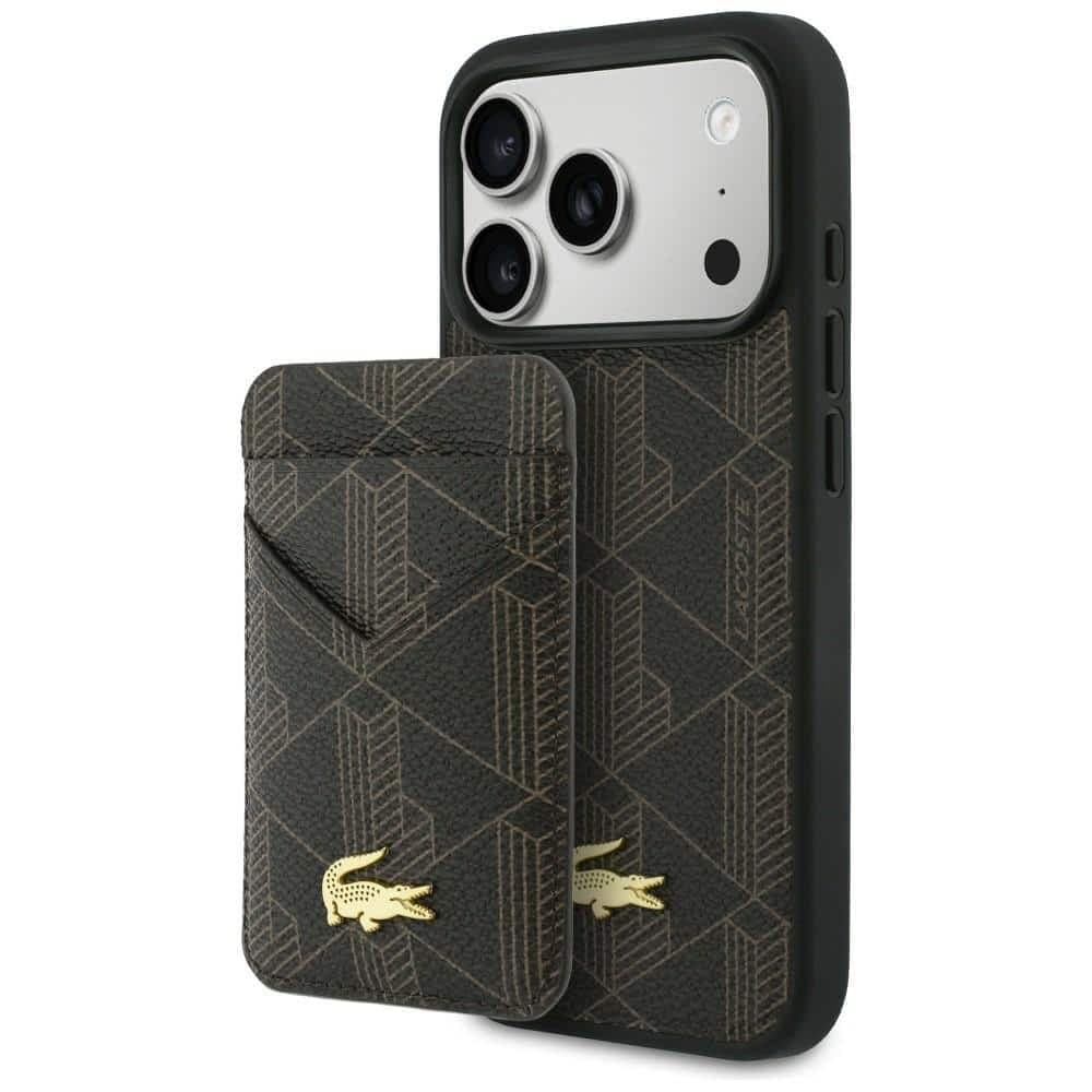 Σετ θήκης + πορτοφολιού Lacoste PVC Blend MagSafe για iPhone 17 Pro καφέ