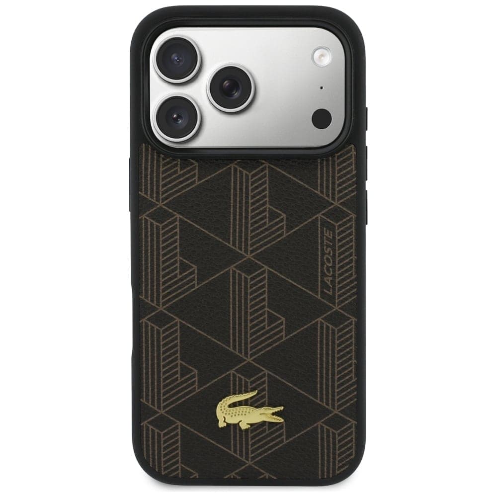 Σετ θήκης + πορτοφολιού Lacoste PVC Blend MagSafe για iPhone 17 Pro Max καφέ 2
