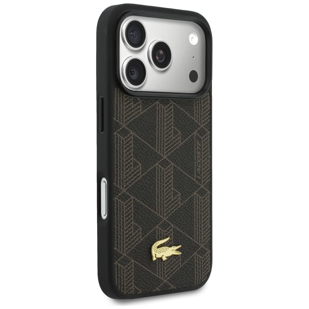 Σετ θήκης + πορτοφολιού Lacoste PVC Blend MagSafe για iPhone 17 Pro Max καφέ 3