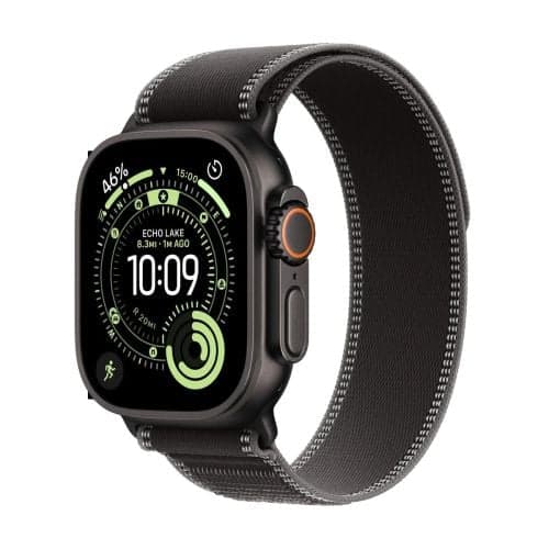 Apple Watch Ultra 3 (2025) GPS + Cellular 5G 49mm Μαύρη Θήκη Τιτανίου με Θήκη Trail Loop σε Ανθρακί M/L EU MF1H4QR/A