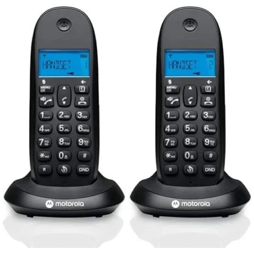 Σετ ασύρματων σταθερών τηλεφώνων Motorola C1002CB+, μαύρα, 2 τεμ.