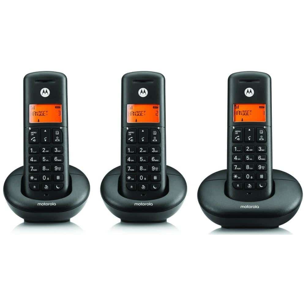 Σετ ασύρματων τηλεφώνων Motorola E203, 3 τεμ., μαύρο