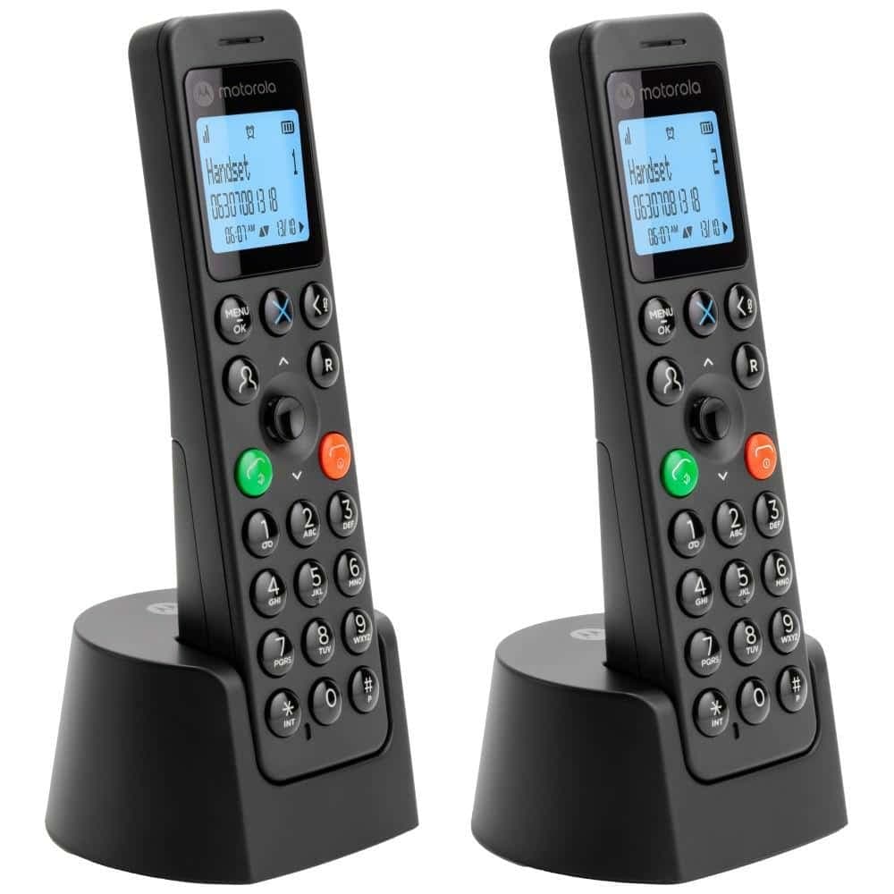 Σετ ασύρματων σταθερών τηλεφώνων Motorola DOT202, μαύρα, 2 τεμ.