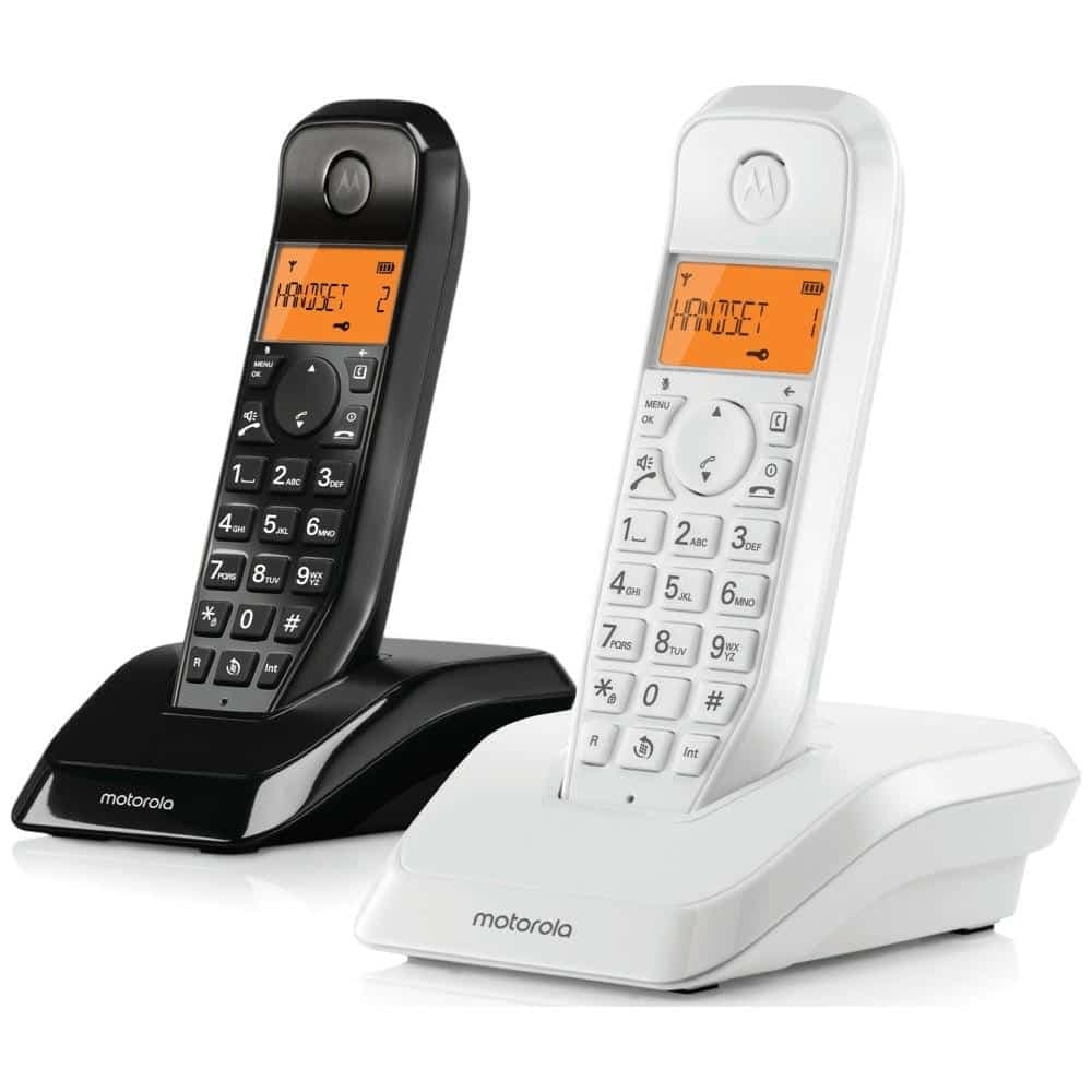 Σετ ασύρματων τηλεφώνων Motorola S1202, 2 τεμ., μαύρο-λευκό