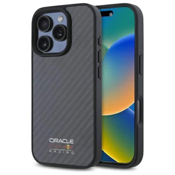 Red Bull Carbon Fiber Shiny Logo MagSafe - θήκη για Apple iPhone 16 Pro Max - Μαύρο