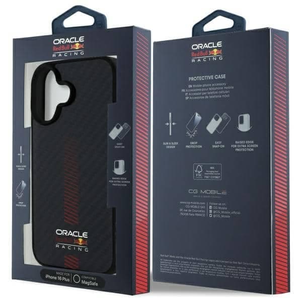 Red Bull Carbon Fiber Power Bar MagSafe - θήκη για Apple iPhone 16 Plus - Μαύρο 8