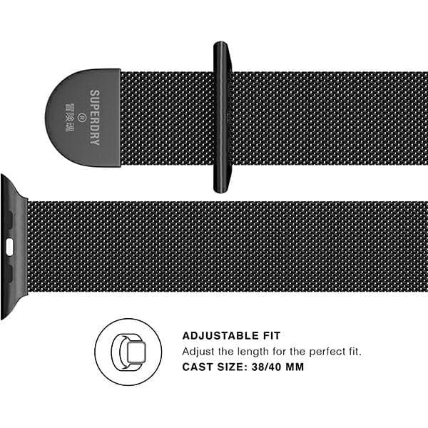 Λουράκι ρολογιού SuperDry Apple Watch 38/40/41mm Σειρά 1/2/3/4/5/6/7/8/SE/SE2/SE3 Μαύρο λουράκι ρολογιού 41681 5