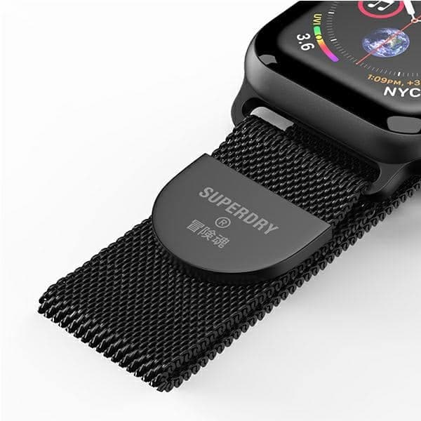 Λουράκι ρολογιού SuperDry Apple Watch 38/40/41mm Σειρά 1/2/3/4/5/6/7/8/SE/SE2/SE3 Μαύρο λουράκι ρολογιού 41681 6