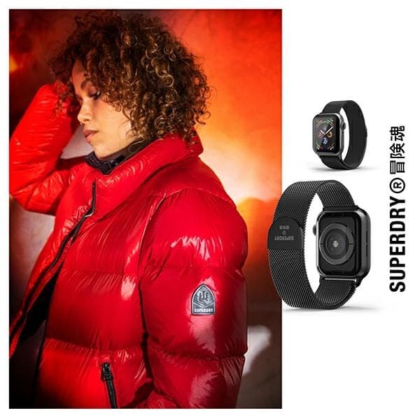Λουράκι ρολογιού SuperDry Apple Watch 38/40/41mm Σειρά 1/2/3/4/5/6/7/8/SE/SE2/SE3 Μαύρο λουράκι ρολογιού 41681 7