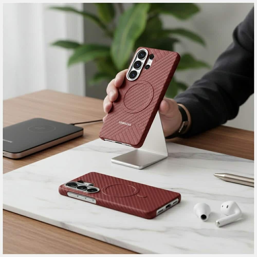 Samsung Carbon Magnet - θήκη για Samsung Galaxy S26 Ultra - Κόκκινο 4
