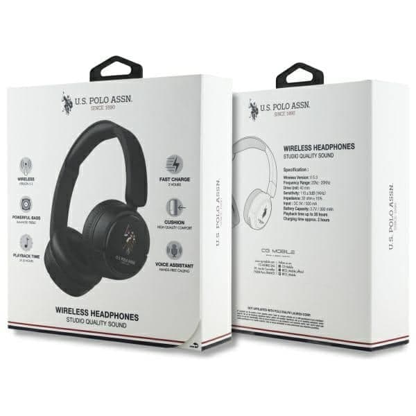 Ακουστικά Bluetooth US Polo USHPV6PUNK μαύρο χρώμα DH λογότυπο 4