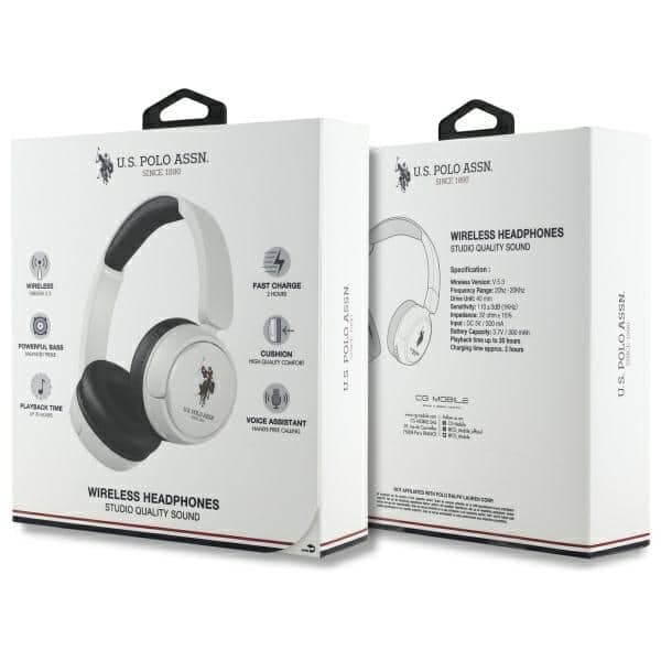 Ακουστικά Bluetooth US Polo USHPV6PUNH λευκά με λογότυπο DH 4