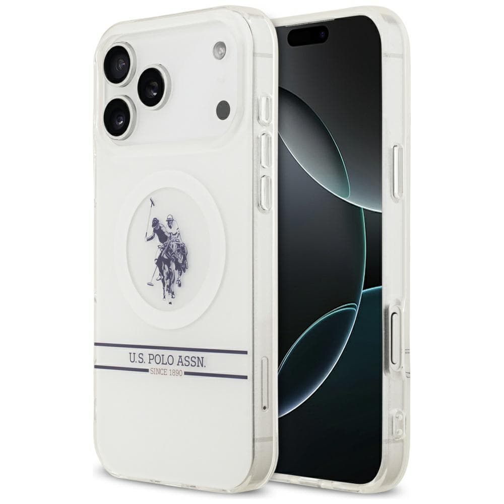 Θήκη MagSafe US Polo DH με λογότυπο στο κάτω μέρος για iPhone 17 Pro Max, λευκή