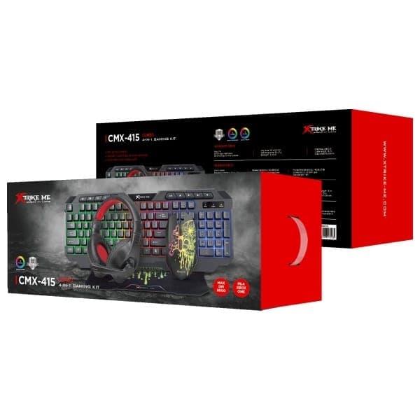 Σετ ακουστικών 4 σε 1 Combo XTRIKE ME CMX-415 EN με ενσωματωμένο ακουστικό + πληκτρολόγιο + ποντίκι + mouse pad μαύρο/λευκό 6