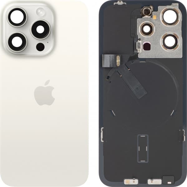 Κάλυμμα μπαταρίας / πίσω γυαλί για Apple iPhone 15 Pro, λευκό τιτάνιο (βαθμού Α)
